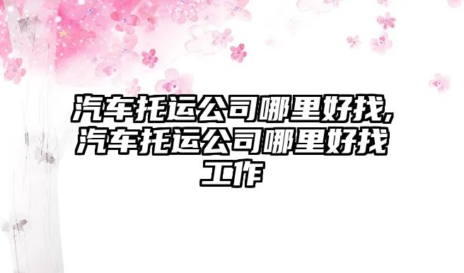汽車托運(yùn)公司哪里好找,汽車托運(yùn)公司哪里好找工作