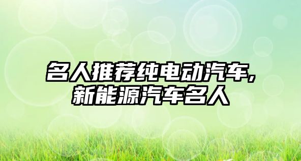 名人推薦純電動汽車,新能源汽車名人